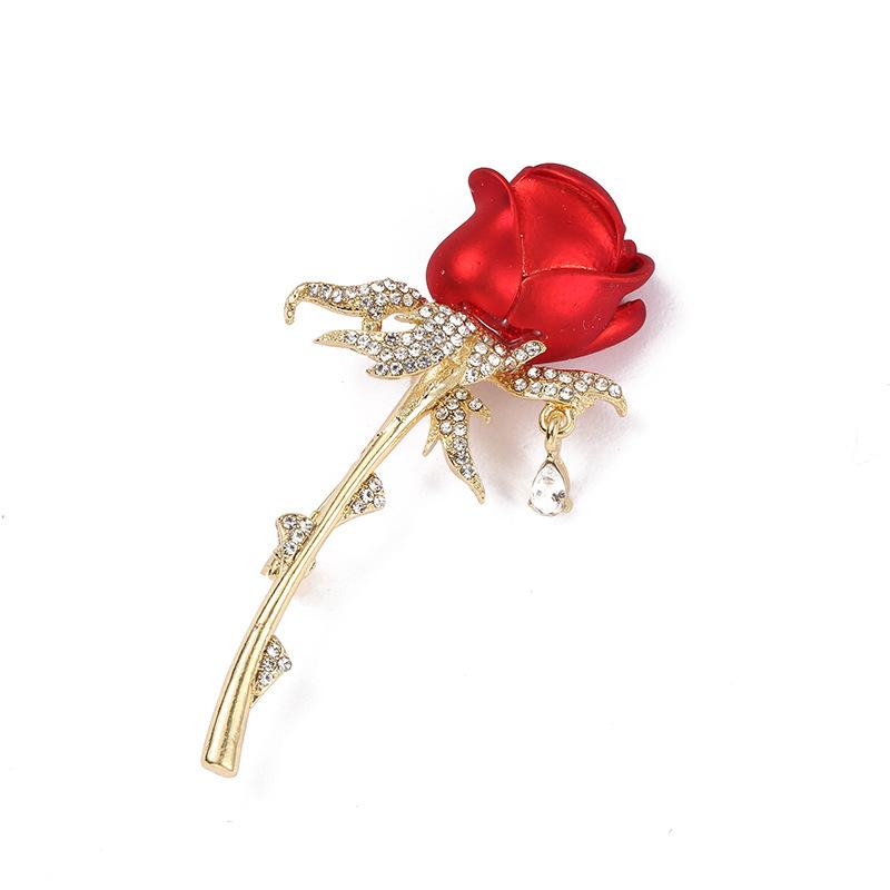 1PC Pins Diamond Studded Brooch Rose Elegant Retro Fashion Clothing Accessories