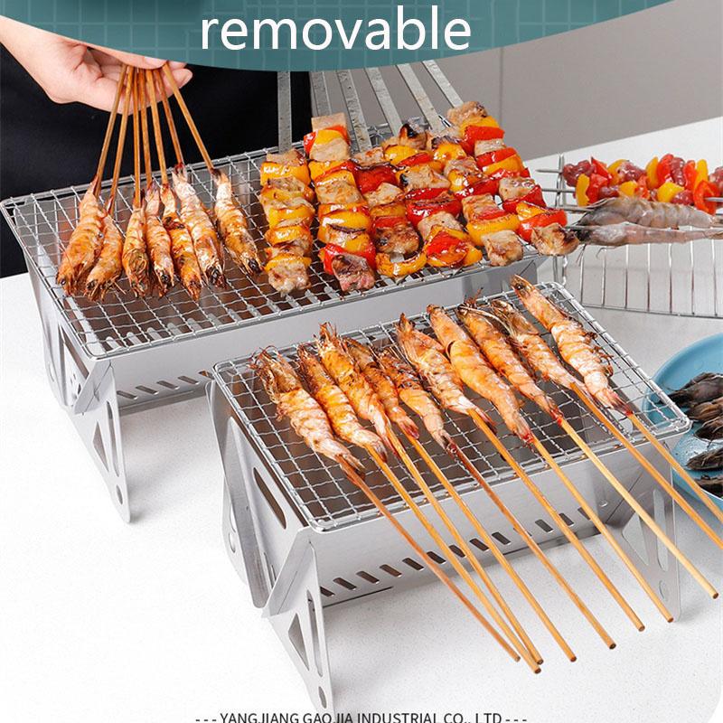 Складная уличная мини-печь из нержавеющей стали, 1 шт., портативная складная угольная плита, стропила, гриль-барбекю