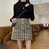 Women Woolen Plaid Skirt Short A-line Skirt Female Autumn and Winter High Waist Mini Skirt