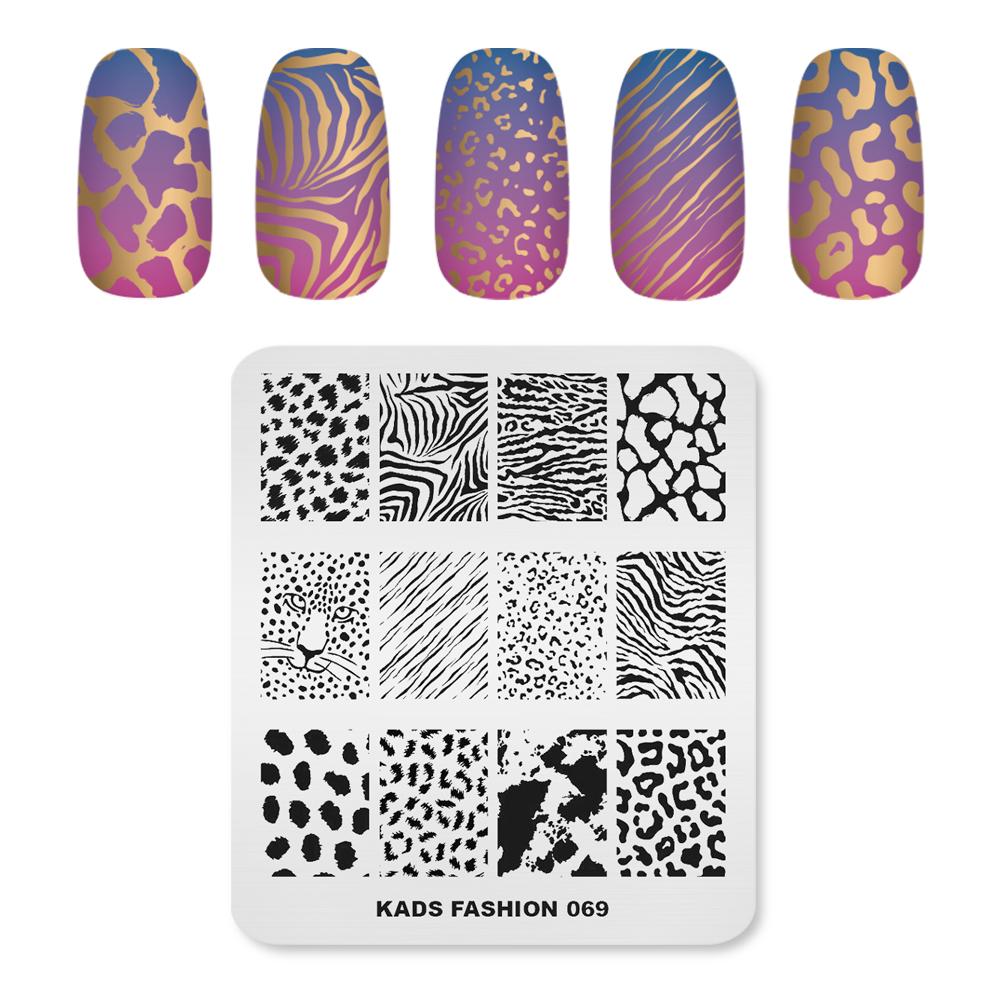 kads Nail Art Stamping Plate Fashion 069 Leopard Print Tiger Print Zebra Print Pattern Nail Art Design Stamp Template Nail DIY Tool