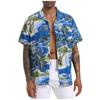 Гавайская рубашка для мужчин, мужские винтажные рубашки для боулинга на пуговицах, летняя пляжная рубашка с коротким рукавом