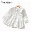 Платье-рубашка для маленьких девочек, детские белые блузки с длинными рукавами, платья