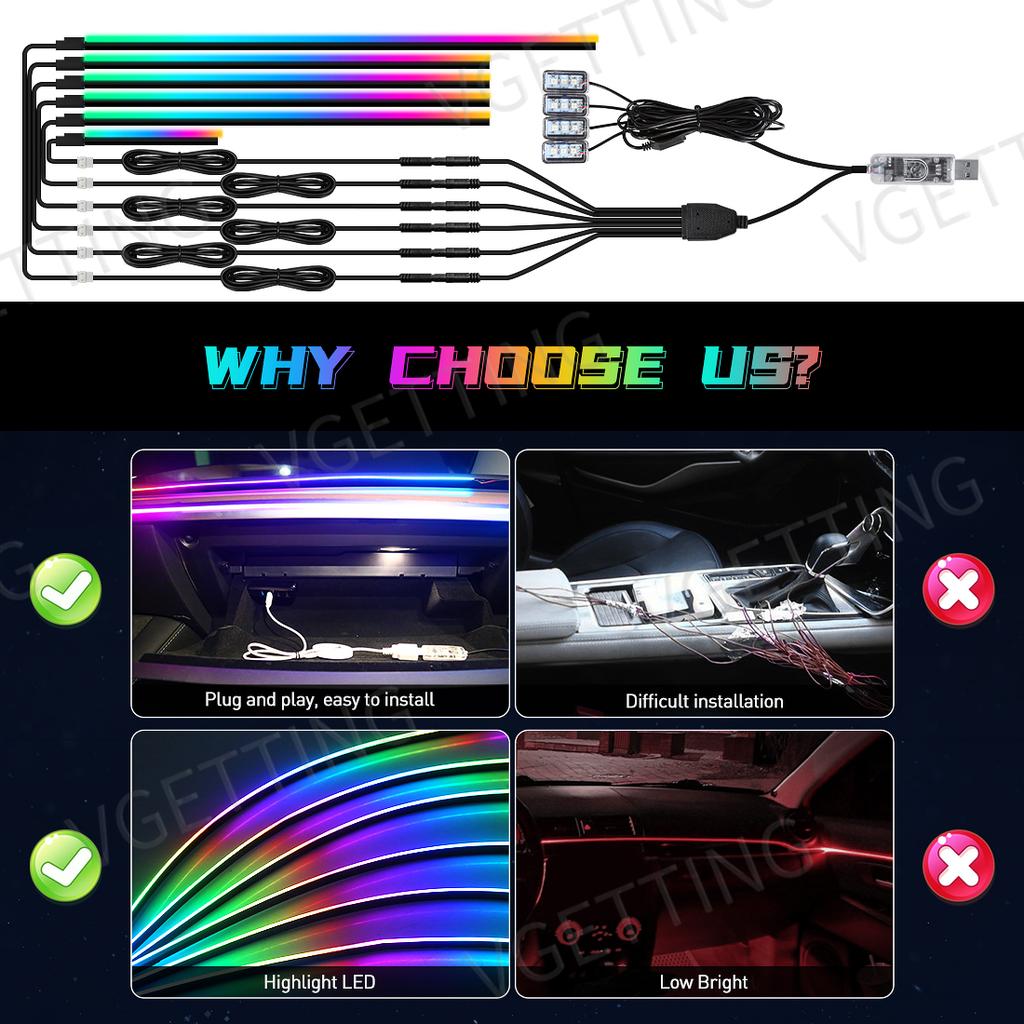 Vgetting для Tesla Model 3 YSX Car Ambient Lights 10 в 1 Footwell Universal RGB Atmosphere Lamps USB APP Remote Cigar Lighter