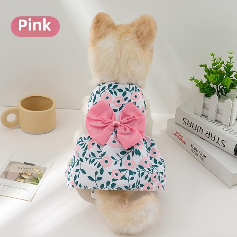 Small Dog Floral Princess Skirt Cat Teddy Than Skirt Dog Bow Skirt Dog