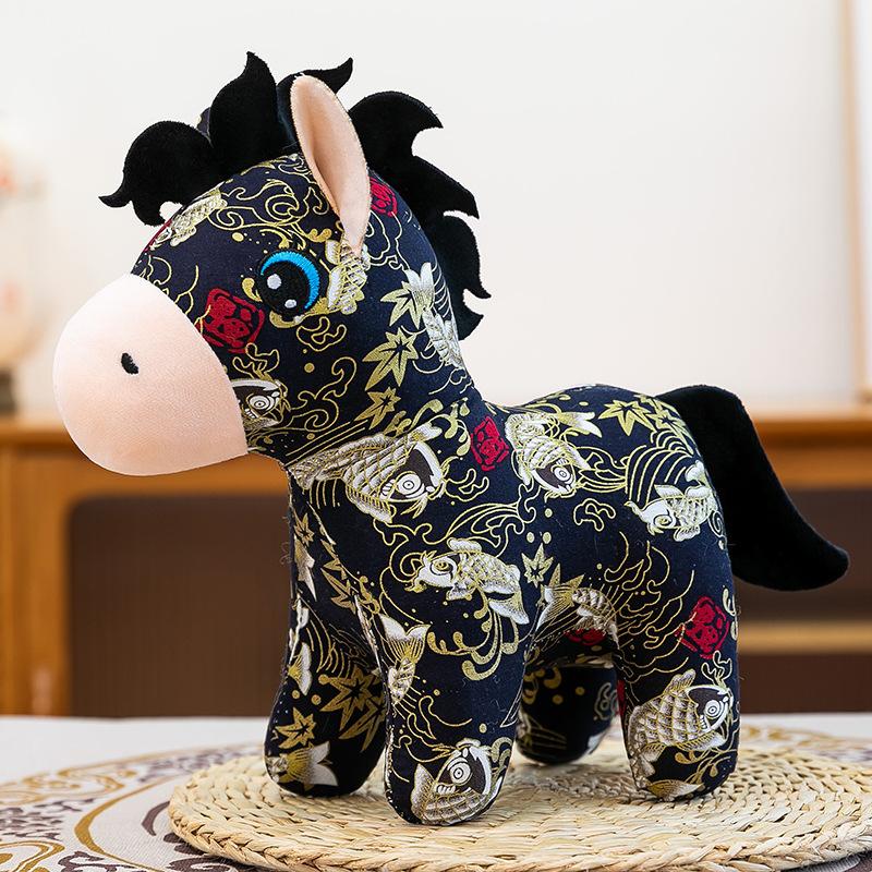 Новогодний Талисман Лошадь Плюшевая Набивная Кукла Игрушка для Детей Подарки 20/25/30 см Тканевая Лошадь для Домашнего Декора Фестиваля