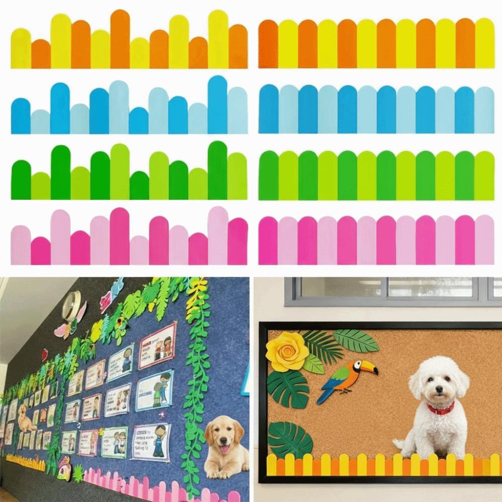 2pcs/set Long Fence Craft Classroom Wall Stickers Blackboard Posters Primary School Class