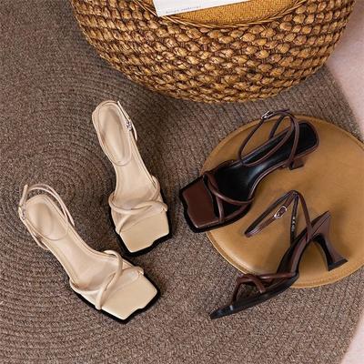 Модные элегантные серебристо-золотые босоножки со стразами для вечеринок, дизайнерские босоножки, модные туфли на среднем каблуке, женские летние новинки 2024 года, римские сандалии