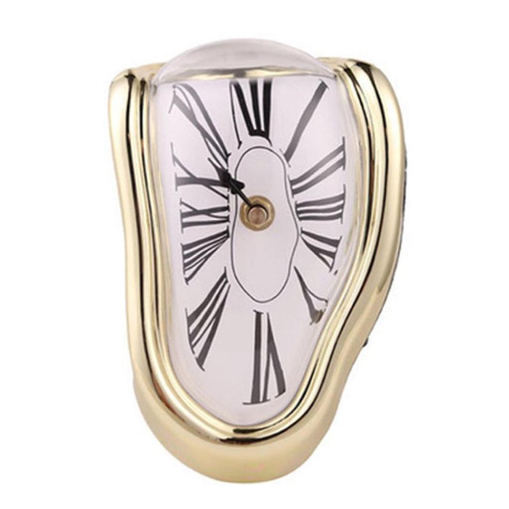 Настольные часы «Тающие часы», часы с искривлением, креативные винтажные тающие настольные часы, часы с деформацией римских цифр, изысканные для декора стола