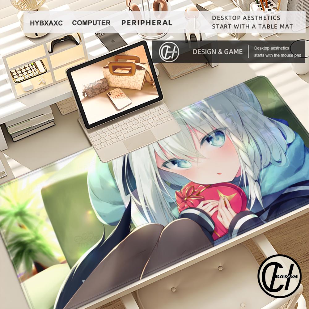 Shirakami Fubuki Mouse Pad Laptop Hololive Black And White Keyboard Rug PC Kawaii Anime Girl Mousepad XXL Gamer Cabinet Desk Mat