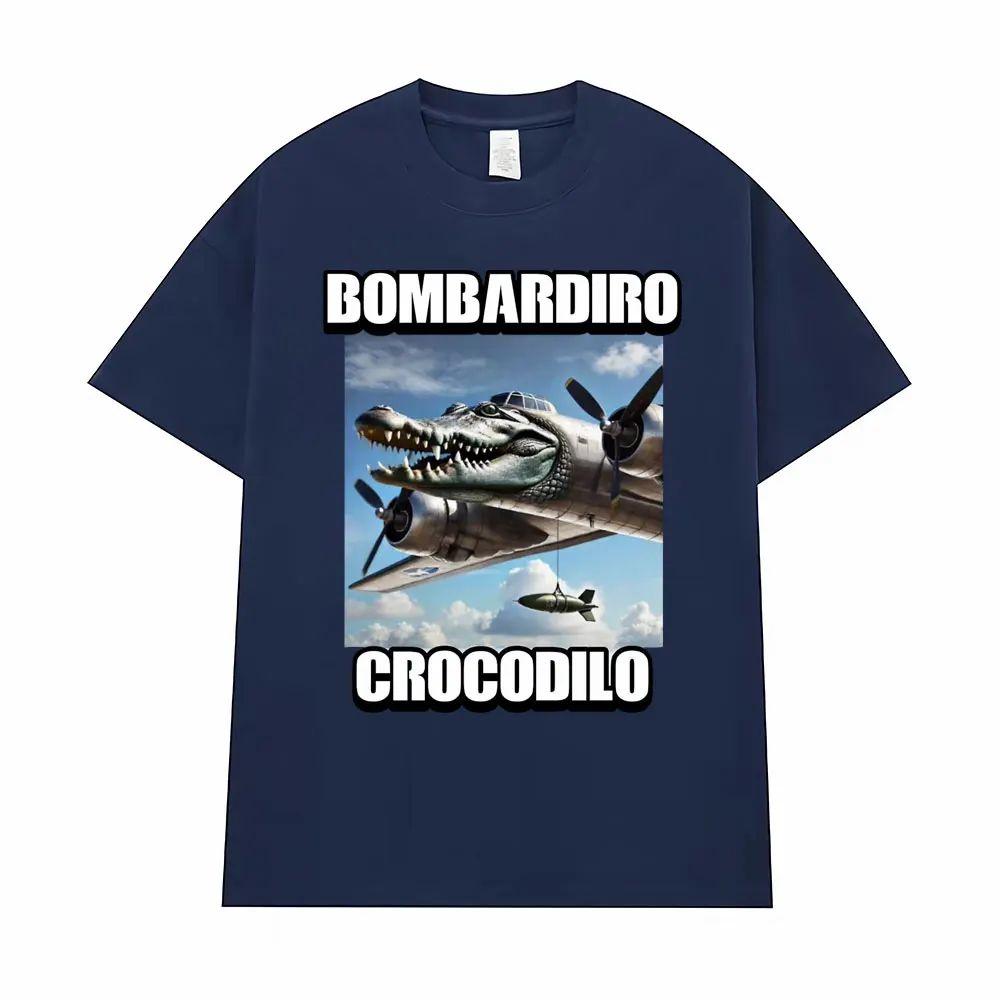 Bombardino Crocodilo Meme T-Shirt Men Women Short Sleeve Cotton Tees Funny Graphic T-shirt Y2k Outfit Summer Tops Men's Clothing
