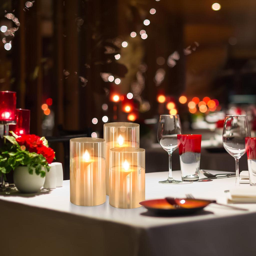 PinnWaa Светодиодная мерцающая стеклянная теплая атмосфера свеча с выделенным пультом дистанционного управления безопасный и мерцающий как настоящий успокаивающий свет для помещения и улицы