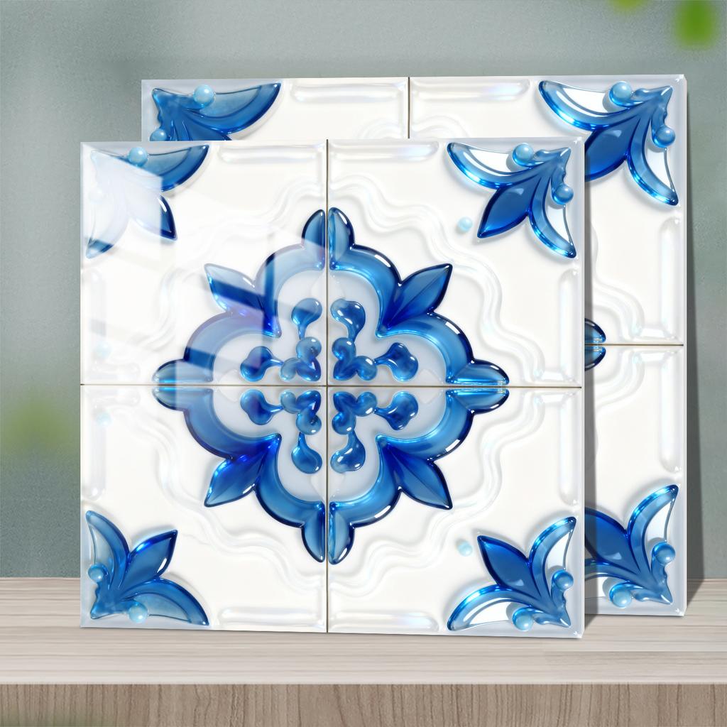 Waterproof 3D Tile Stickers Self-Adhesive PVC Wall Decals - Herringbone & Brick Style for Kitchen Backsplash Decor - Multi Designs