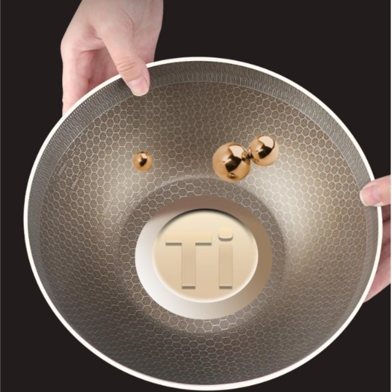 Сковорода из титана и нержавеющей стали марки 316L с ячеистым антипригарным покрытием, подходит для фритюрницы, многоцелевая кухонная посуда