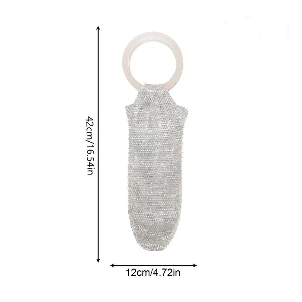 Light Luxury Shiny Wine Bag Rhinestone Mesh Insulated Cup Bag Portable Champagne Pouch Wedding