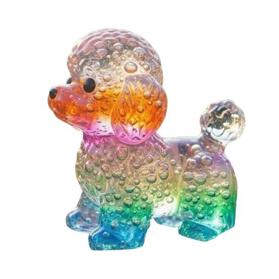 Юшэн Цветные Стеклянные Украшения Собаки Радужный Градиент Фигурки Щенков Декоративная Скульптура Собаки Подарок на Праздники Дни Рождения