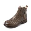 GKTINOO 2025 Summer Ankle Boots Genuine Leather Shoes Women Mid Heels Sandals Side Zip Boots Cutout Breathable Mujer Zapatos