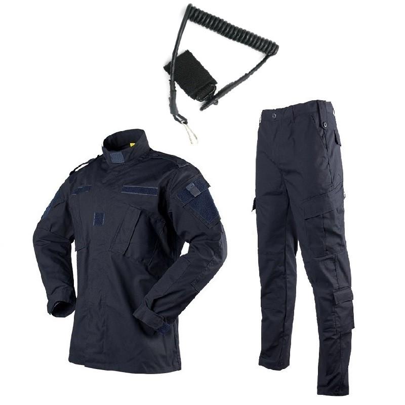 Темно-синяя рабочая одежда, костюм в стиле рибстоп, блузка, брюки, комплект, униформа полицейской охраны с ремешком для пистолета