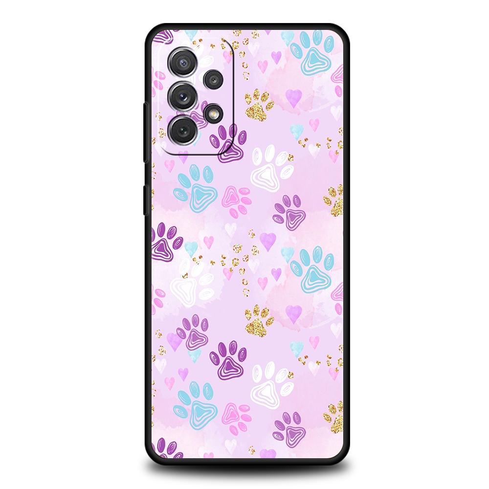 Dog Footprint Paw Cute Phone Case for Samsung Galaxy A15 A14 A25 A54 A34 A51 A71 A72 A73 A32 A52 A11 A21S A31 A41 5G Soft Shell