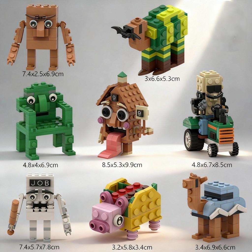 Строительные блоки Brainrot Bricks Tung Tung Sahur Tralalero, Забавный набор для сборки модели, Креативный подарок для детей, подростков и взрослых
