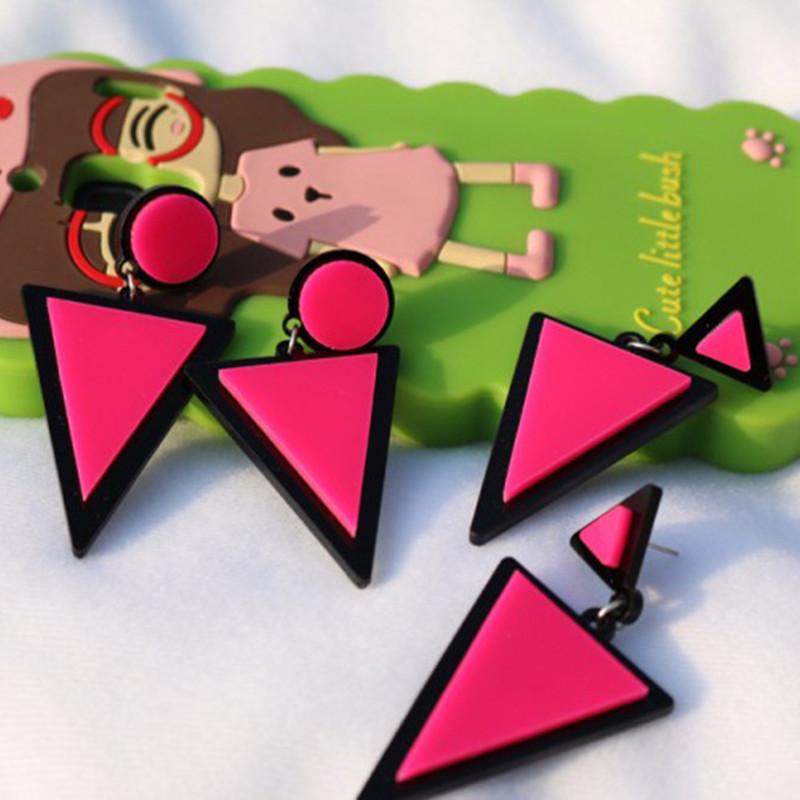 Korean Fashion Fluorescent Colorful Triangle Acrylic Drop Earrings for Women Big Geometric Pendant Earring 2026 Trend Jewelry