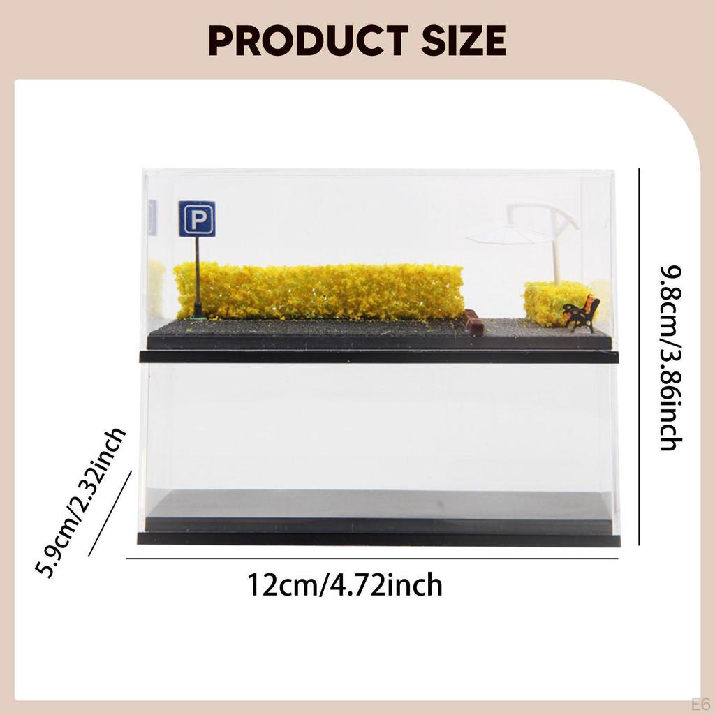 1/64 Scale Model Car Display Case, Dustproof Cover, Diorama Parking Lot Base for Vehicles,