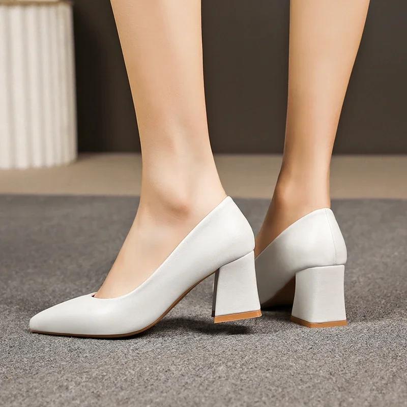 New Style Basic Pumps Pointed Toe High Heels Boat Shoes for Woman Dress Shoes Shallow White Wedding Shoes Black Large Size 35-42