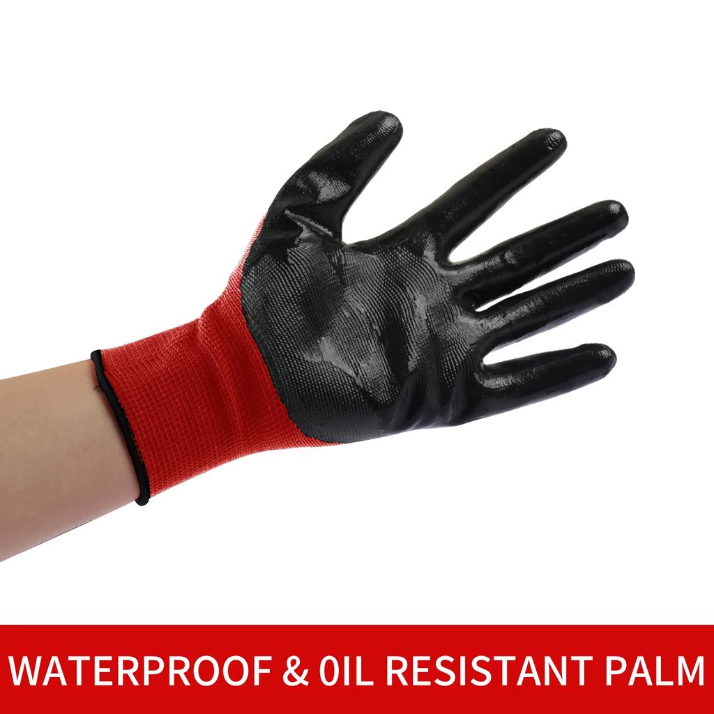 12 Pairs Large Professional Working Protective Gloves For Men Women Construction Garden Mechanic Breathable PU Coated