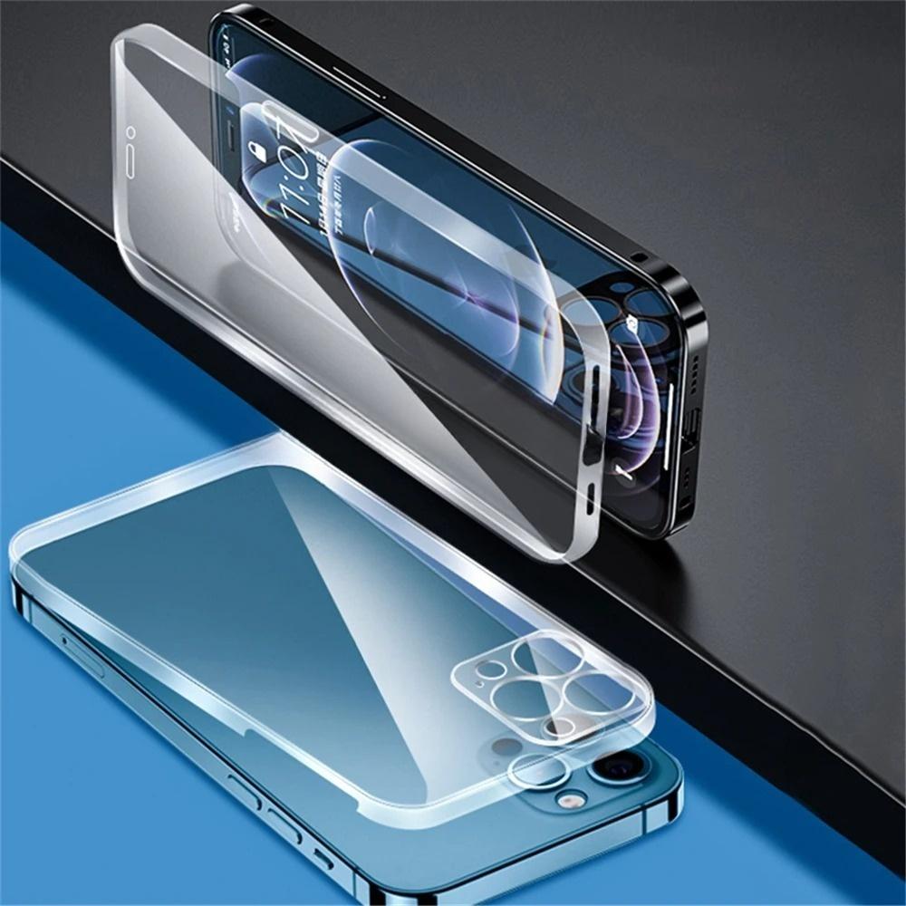 Защитный чехол на 360 градусов для iPhone 15 12 13 14 11 Pro Max Plus X XR XS 7 8 Plus SE 2, мягкий жесткий прозрачный чехол