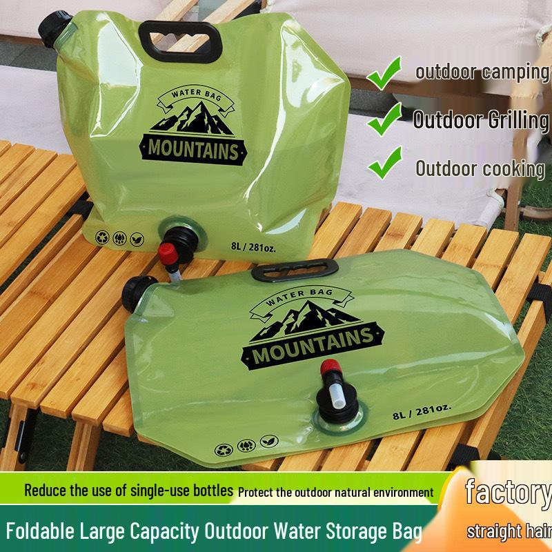 8L Outdoor Portable Folding Water Storage Bag for Camping and Hiking - Soft, Thickened, Large Capacity