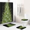 Christmas Waterproof Shower Curtain Four-Piece Floor Mat Combination Bathroom Water-Absorbing Non-Slip Carpet Door Mat Foot Mat