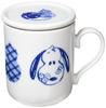 PEANUTS" Tea Mate Mug with Tea Strainer, Approx. 300ml, Japanese Pattern, Blue and White Gourd Design, Made in Japan, SN84-12