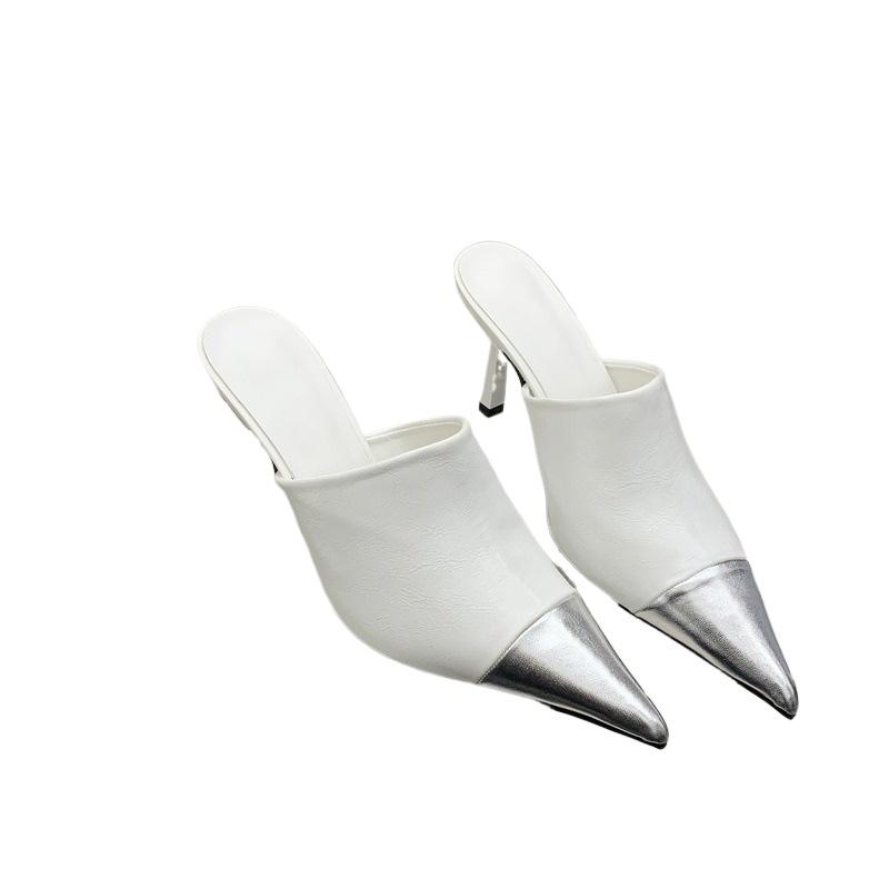 Мода 2025 Новые Бутиковые Осенние Туфли-Шлепанцы на Высоком Каблуке Стиль Хай-Энд Шпилька Острый Носок Женская Обувь Самые продаваемые Модные Шлепанцы