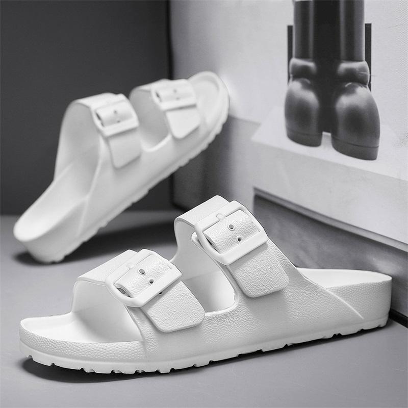 Летние регулируемые мягкие тапочки для мужчин, плоские облачные шлепанцы из ЭВА, легкие, нескользящие, однотонные, мужские пляжные сандалии, больших размеров