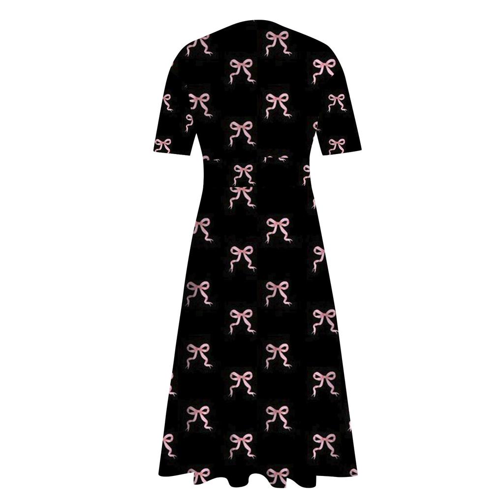 Женское повседневное модное длинное свободное платье с v-образным вырезом и коротким рукавом на талии