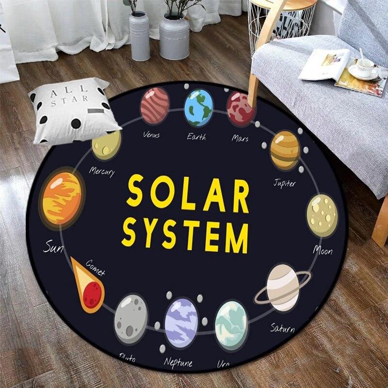 Космическая Вселенная вектор НЛО и множество планет в галактике круглые ковры для спальни Солнечная система детский ковер украшение гостиной