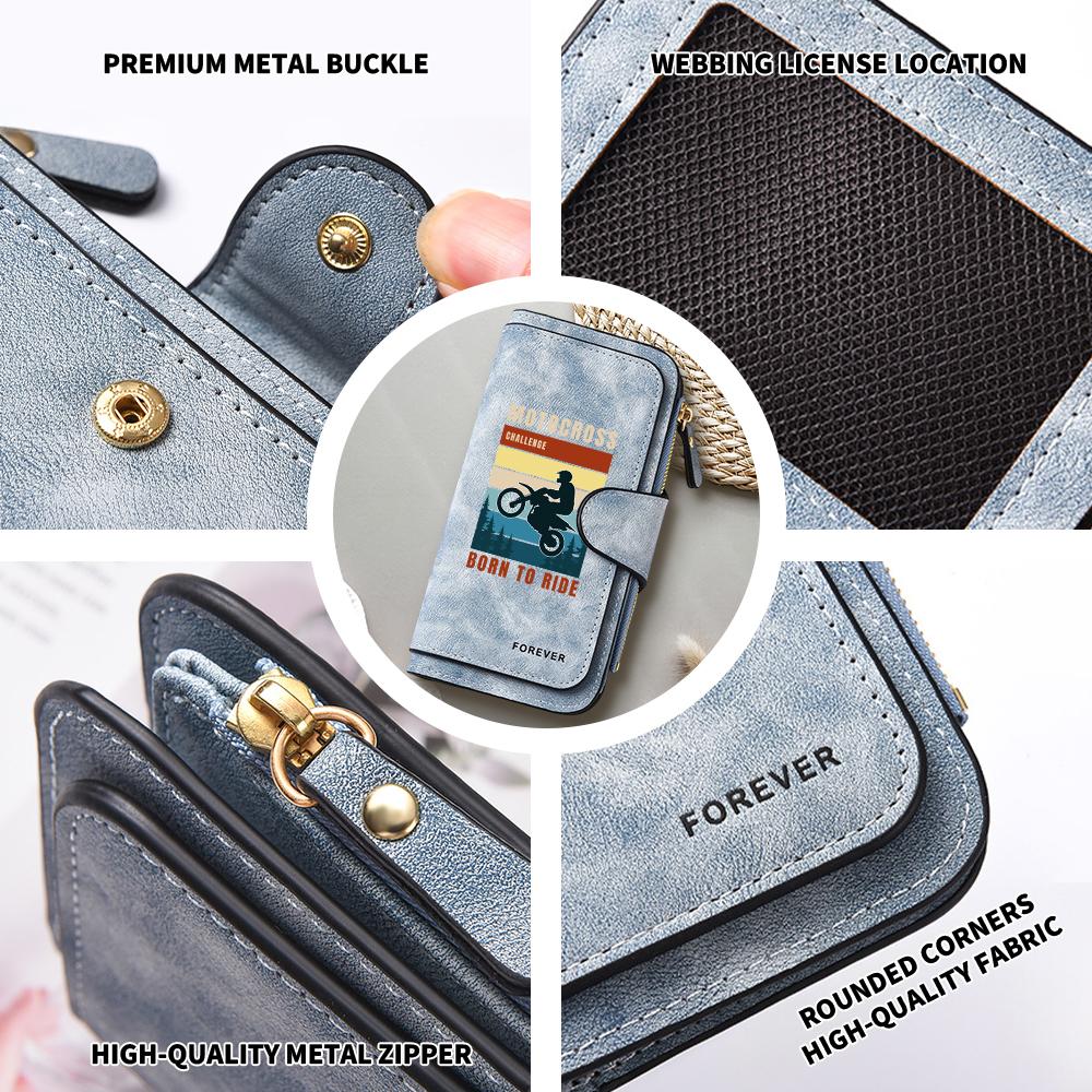 Motocross Pattern Long Wallet Fashion Card Holder Daily Biker Style Portable Purse