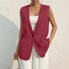 Ladies Summer Sleeveless Jacket Work Casual Sleeveless V-Neck Single Button Solid Color Suit Vest