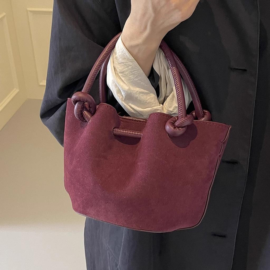 Осень и зима ретро матовая маленькая сумка женская новая универсальная сумка-мессенджер модная замшевая портативная сумка-ведро