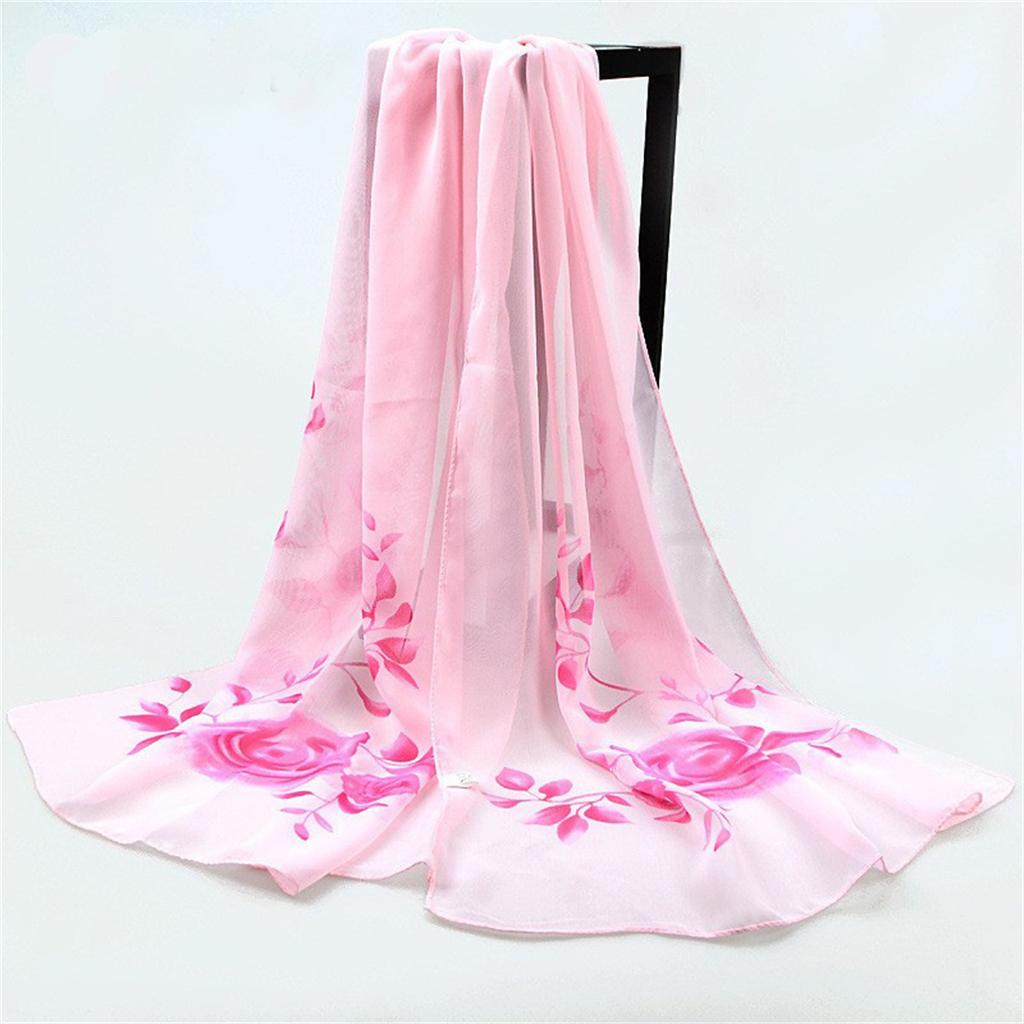 1pcs Chiffon Scarf Simple Elegant Floral Print Thin Head Scarf Large Shawl, Summer Beach Towel Sunscreen Shawl Windproof Neck Sc