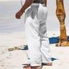 Men's Cotton Linen Solid Colour Drawstring Breathable Outdoor Daily Loose Straight Trousers