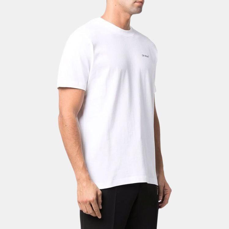 OFF WHITE Текстовый Логотип Караваджо Святой Иероним Пишущий Стрелы Облегающая Футболка OMAA027C99JER0030110