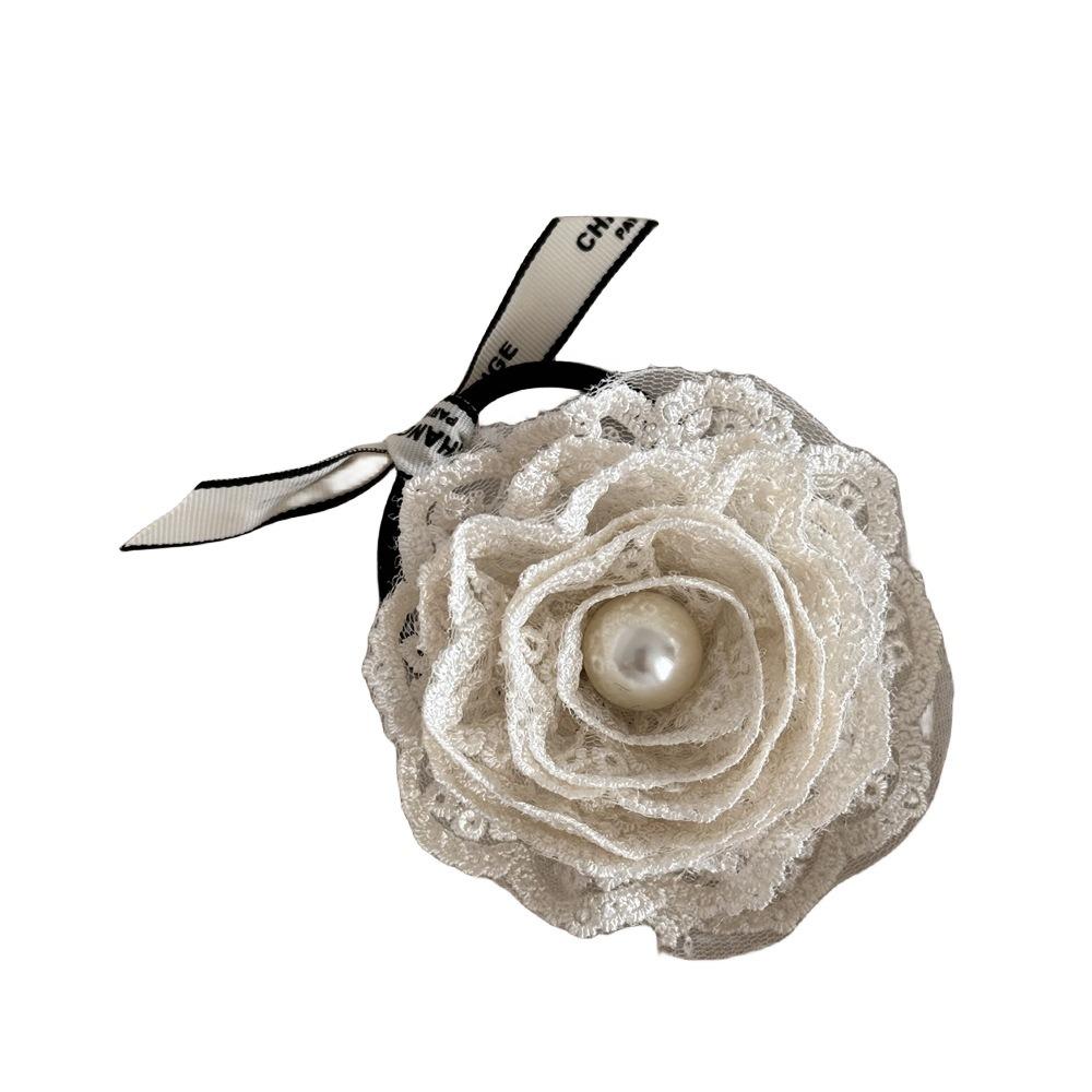 Pearl Korean Flower Hairpins Camellia Lace Wedding Hair Clip Retro Flower Hair Claw Vacation