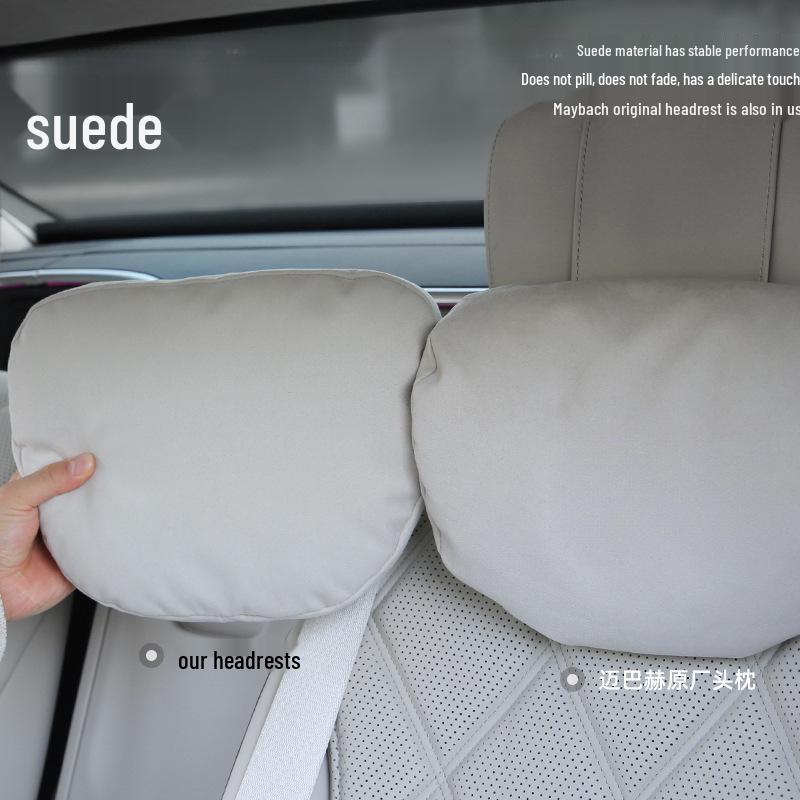 Suede Dupont Cotton Neck and Waist Support Pillow for Tesla and Mercedes-Benz S-Class Maybach