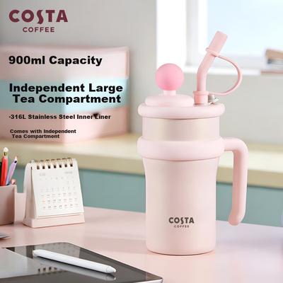 COSTA Нержавеющая сталь Jumbo Большая емкость Термокружка Женская бутылка для воды Студенческая ледяная кружка с соломинкой Автомобиль Путешествие Праздничный подарок
