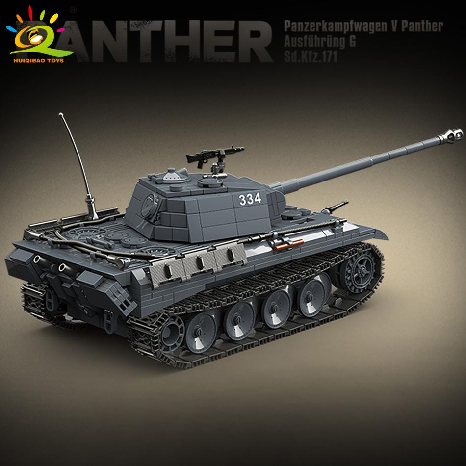 WW2 1180 шт., военная Пантера, средний танк, модель G, строительные блоки, 4 фигурки солдат, армейское оружие, кирпичи, игрушки для детей