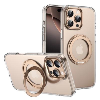 360° металлическое кольцо подставка прозрачный магнитный чехол для iPhone 16 15 14 13 12 15 Pro Max Plus магнитная беспроводная зарядка прозрачный чехол