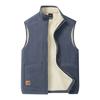 Autumn Winter Lamb Wool Vests Men Warm Padded Stand Collar Casual Sleeveless Jacket