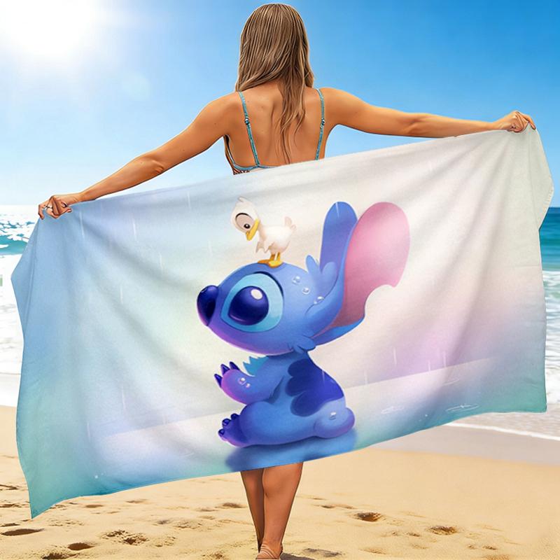 1Pc Stitch Angel Adventure Beach Towel, Quick Dry, Multi-Use for Beach Pool Gym Yoga Home Travel, Christmas, Halloween, Xmas Gift M928450