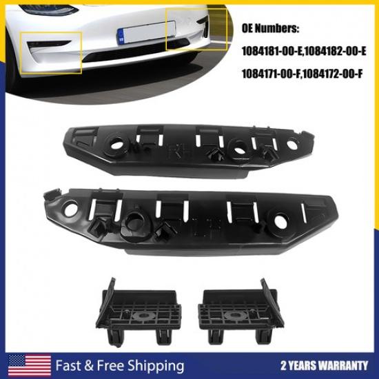 Set 4PCS Full Front Bumper Fender & Bracket Supports 2017- For Tesla Model 3