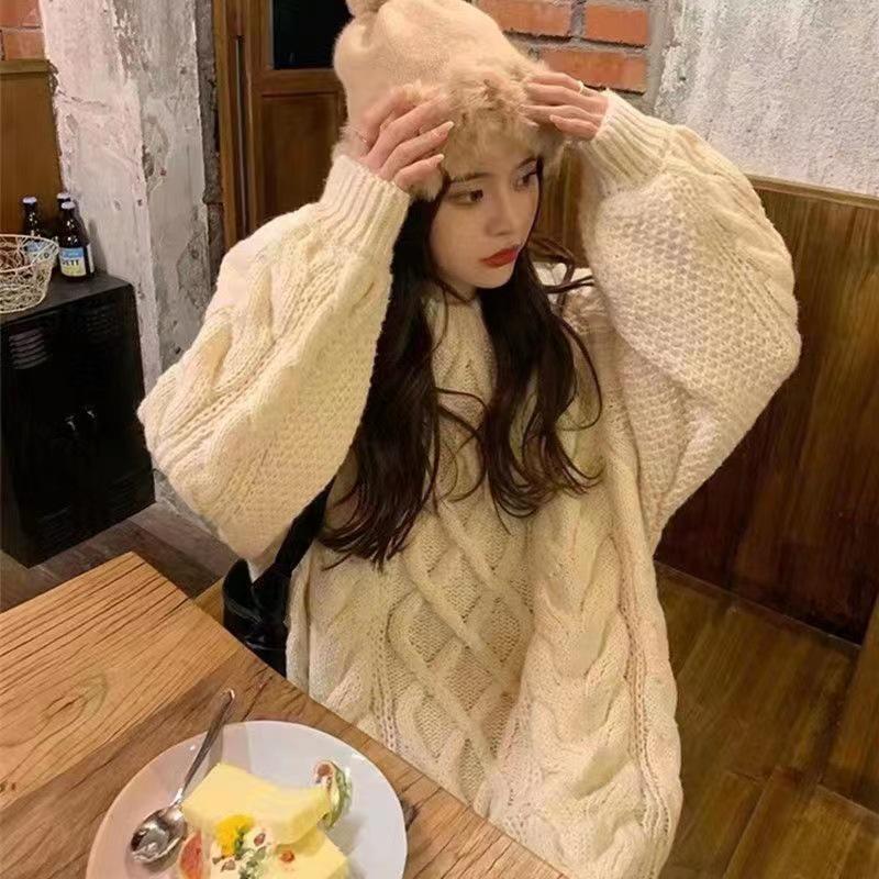 Женский свитер крупной вязки свободного кроя - Уютная одежда для осени/зимы